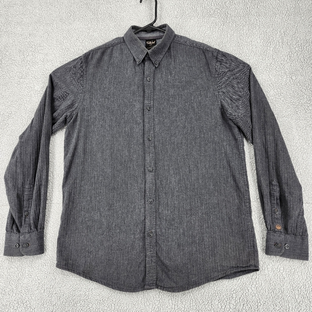 Farwest Shirt Men's Medium Grey Wicked Flannel Button Up Traditional Fit Office